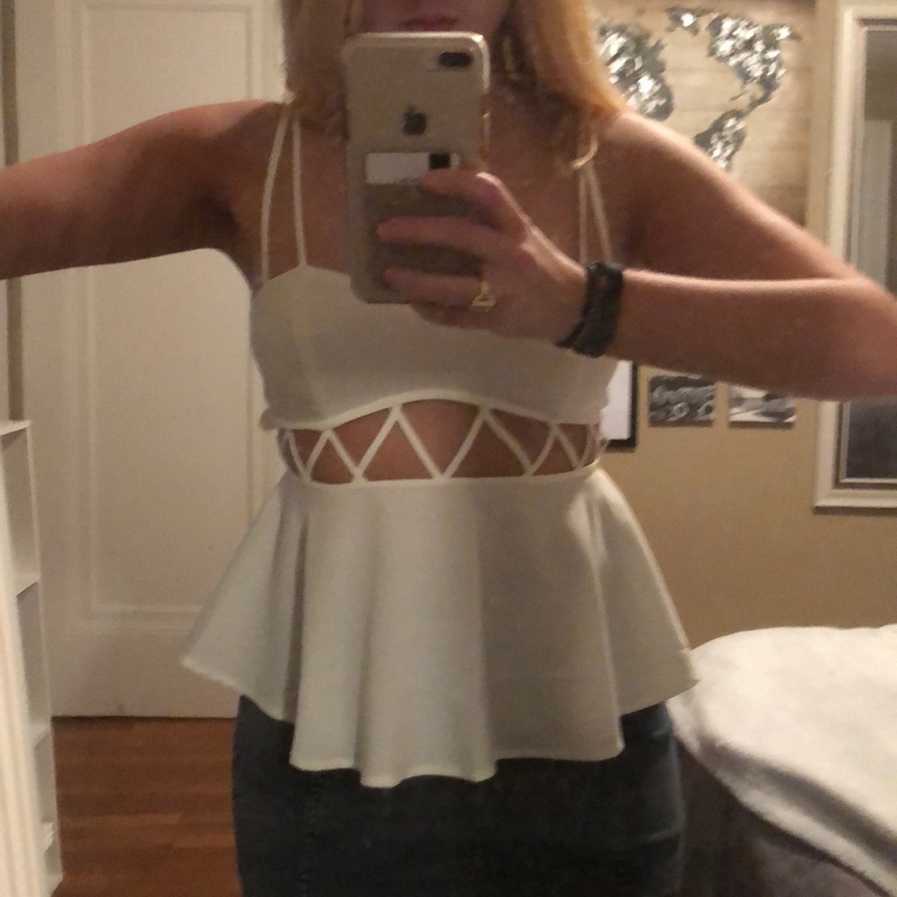 White Cut Out Tank Top
